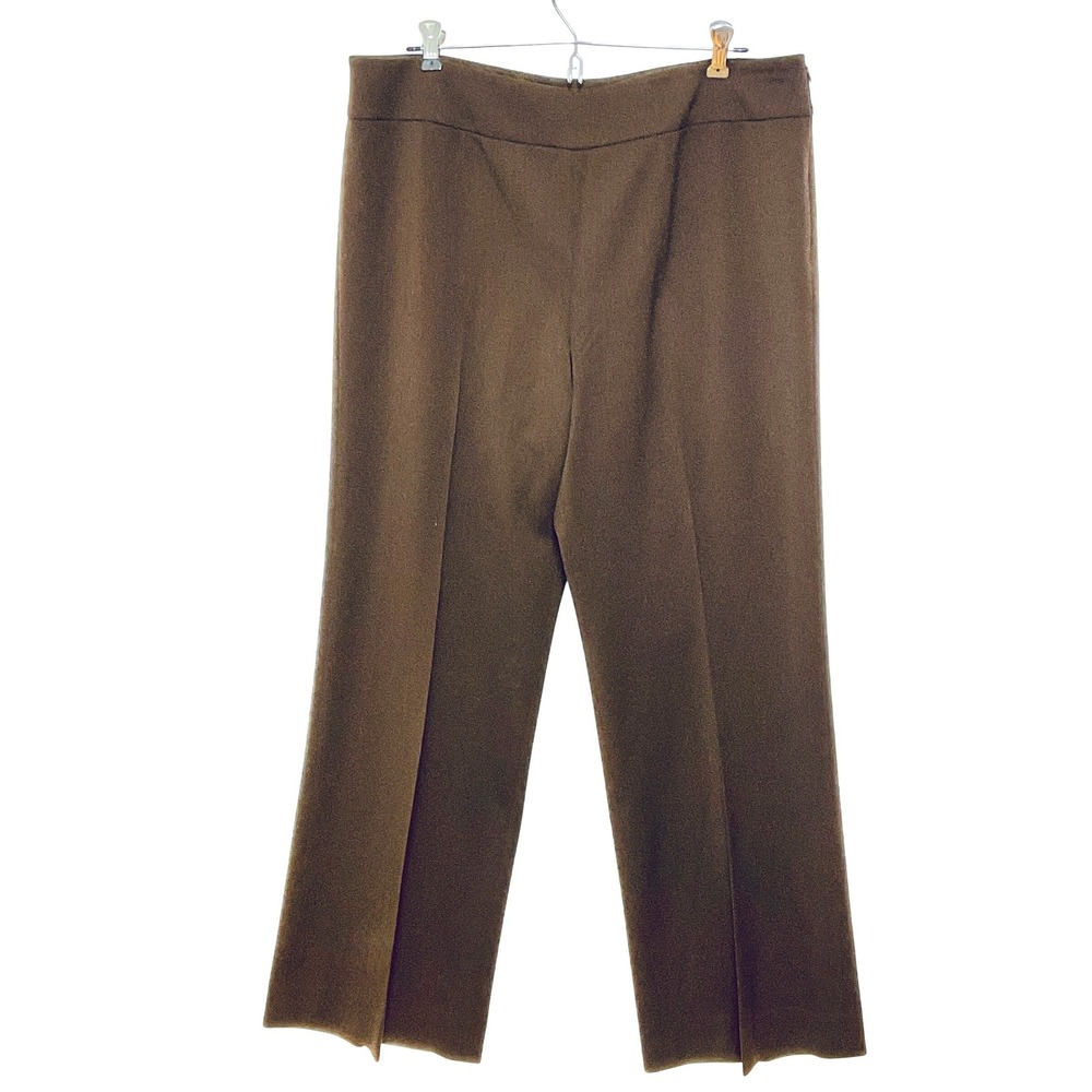 Lafayette 148 NY women's pants trousers virgin wool side zip stretch brown sz 12